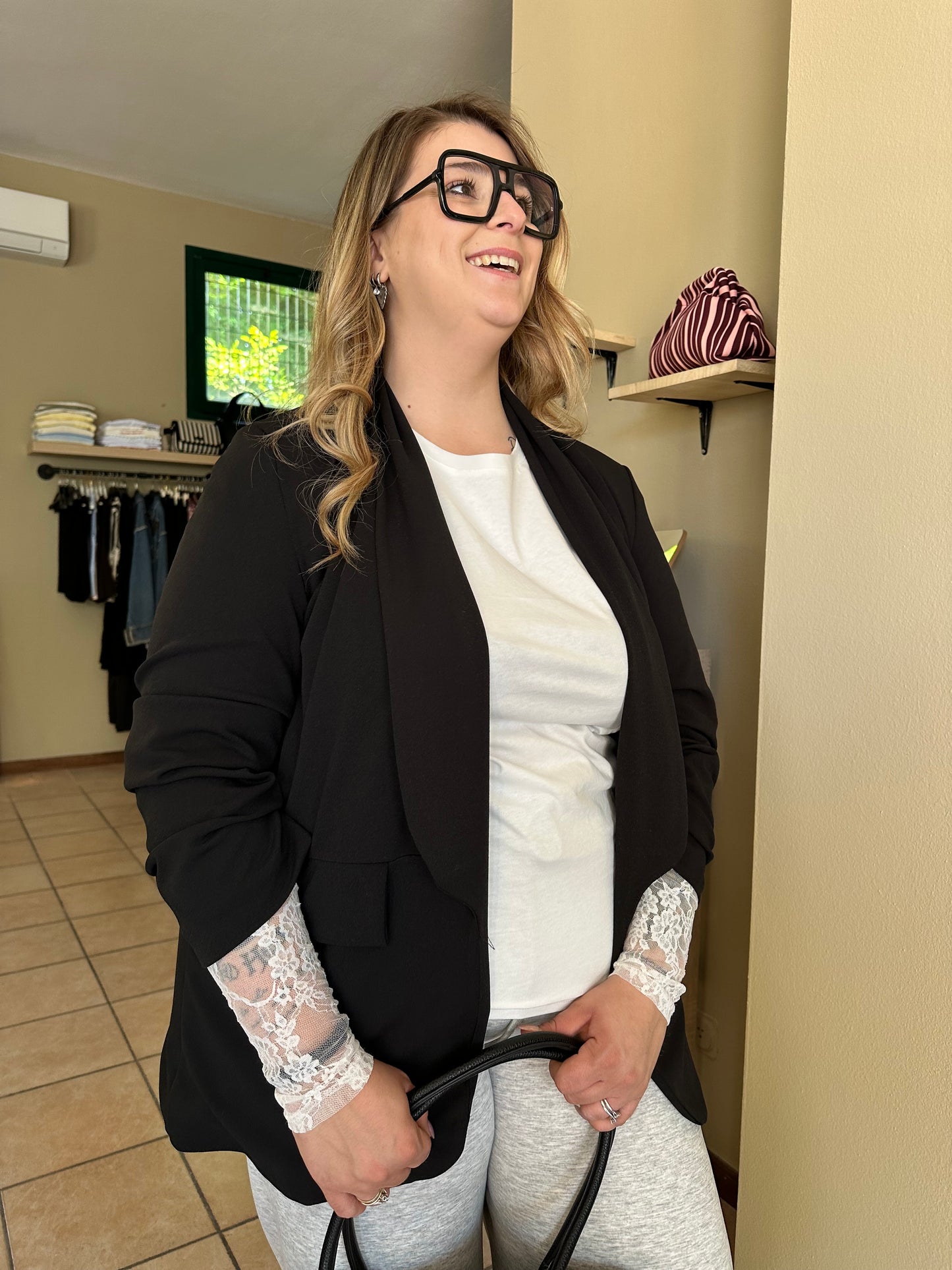 Blazer maniche arricciate