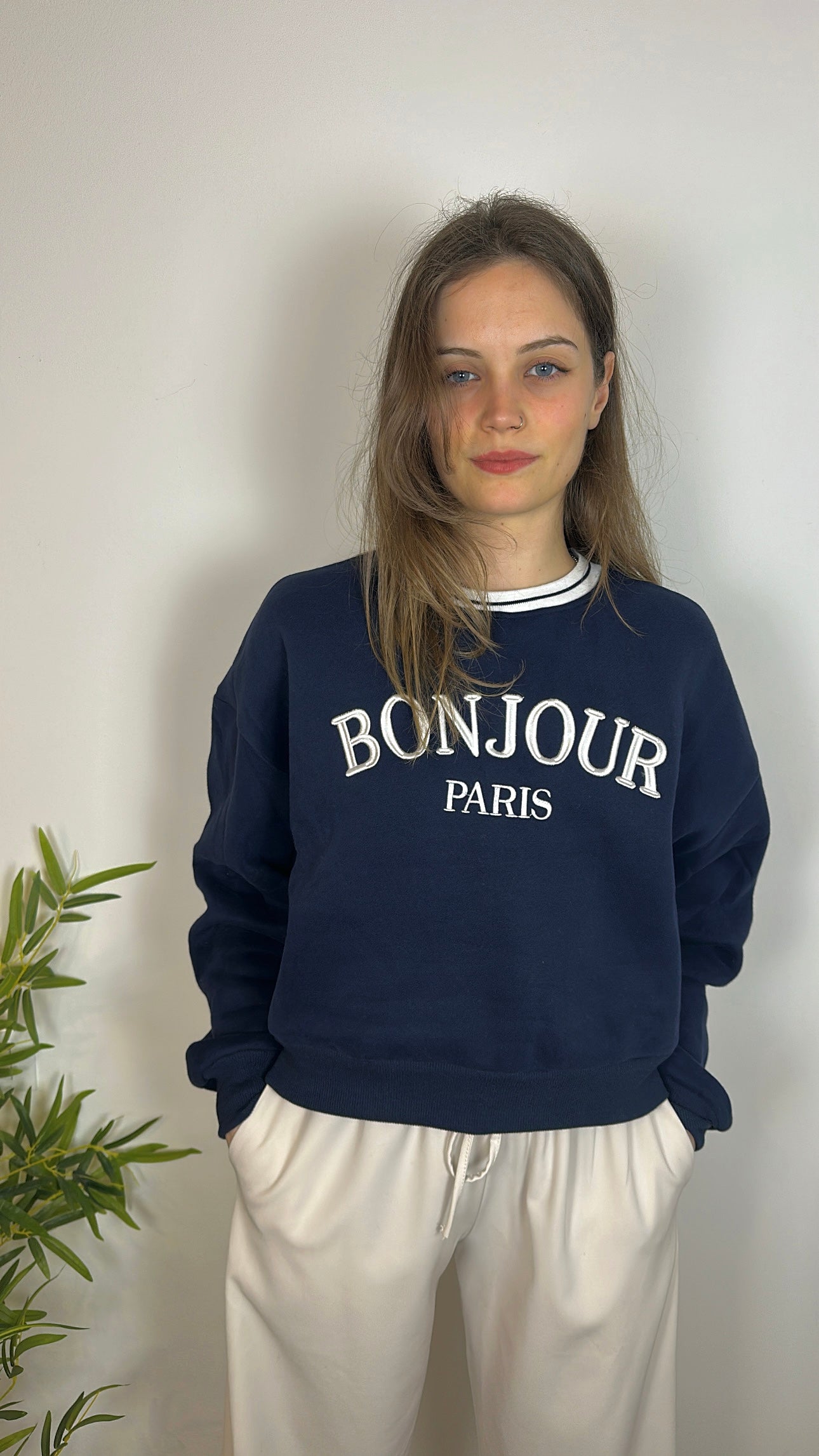 Felpa crop ‘BONJOUR PARIS’